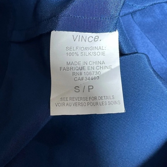 Vince 100% Silk Blue V-Neck Wide Sleeve Mini Length Dress EUC Size Small - Picture 7 of 9
